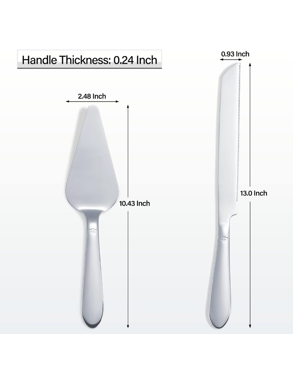 Stainless Steel Cake Server and Knife Set - Silver
